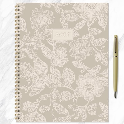 2027 TF Publishing Cream & Taupe 9" x 11"  Weekly & Monthly Standard Planner, Paperboard Cover, Multicolored (27-9720)
