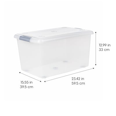 Iris Store & Slide 61 Quart Storage Bin with Lid, Plastic, Clear, 6/Carton (270017)