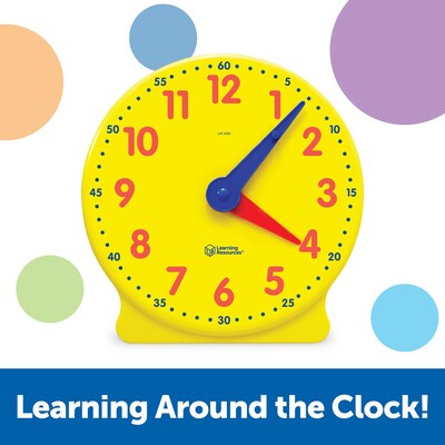 Learning Resources Big Time Learning Clock, 12-Hour Demonstration Clock, Multicolored (LER2094)