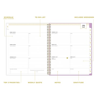 2026-2027 Blue Sky Day Designer Kerridge Lilac 8 x 11 Academic Year Weekly & Monthly Planner, Plastic Cover (158165)