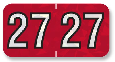 Medical Arts Press Holographic 2027 Year Labels, 3/4 x 1-1/2, Red, 500/Roll