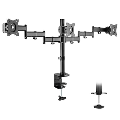 Mount-It! Triple Monitor Mount 3-Screen Desk Stand, Holds Up to 66 lbs., Black (MI-1753)