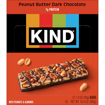 KIND Gluten Free Peanut Butter Dark Chocolate Nut Bar, 1.4 oz., 12 Bars/Box (PHW17256)