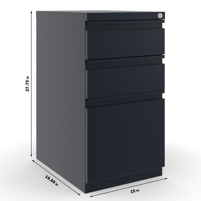 Quill Brand® 3-Drawer Vertical File Cabinet, Locking, Letter, Black, 19.88"D (24874D)