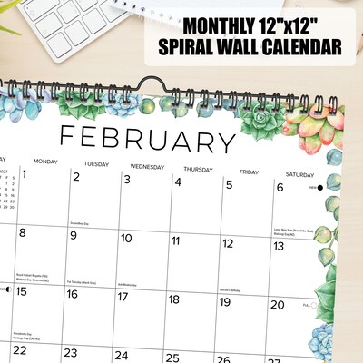 2027 Willow Creek Succulents 12" x 12" Monthly Wall Calendar, Assorted Colors (65617)