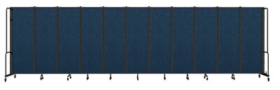 National Public Seating Robo Series 11-Panel Folding Mobile Room Divider, 72"H x 256"W, Blue Fabric (RDB6-11PT04)