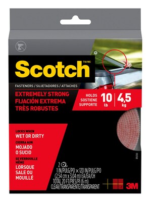 Scotch™ Extreme Fasteners, 1 x 10 ft., Clear, 1 Set (RF6760)