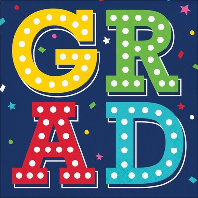 Creative Converting Glad to Be Grad Paper Plates and Napkins Kit, Serves 16 (DTC9209E2G)