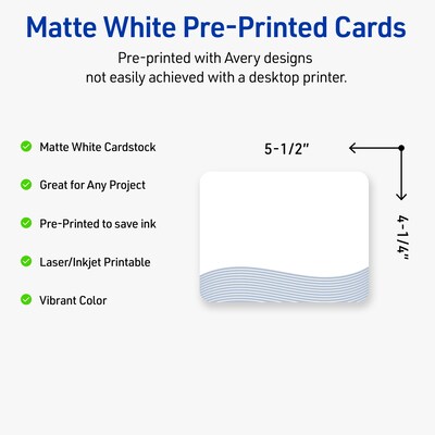 Avery Colorful Design Matte Blank Card, White, 20/Pack (S00-EV7)