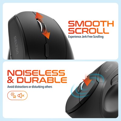 Delton S12P Wireless Ergonomic Vertical Optical Mouse, Black (DMERGS12P-WB)