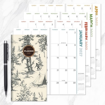 2027 TF Publishing Trail & Timber 3.5" x 6.5"  Monthly Standard Planner, Paperboard Cover, Multicolored (27-7020)