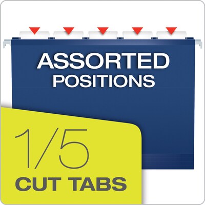 Pendaflex Reinforced Hanging File Folders, 1/5 Tab, Letter Size, Navy, 25/Box (04152 1/5 NAV)