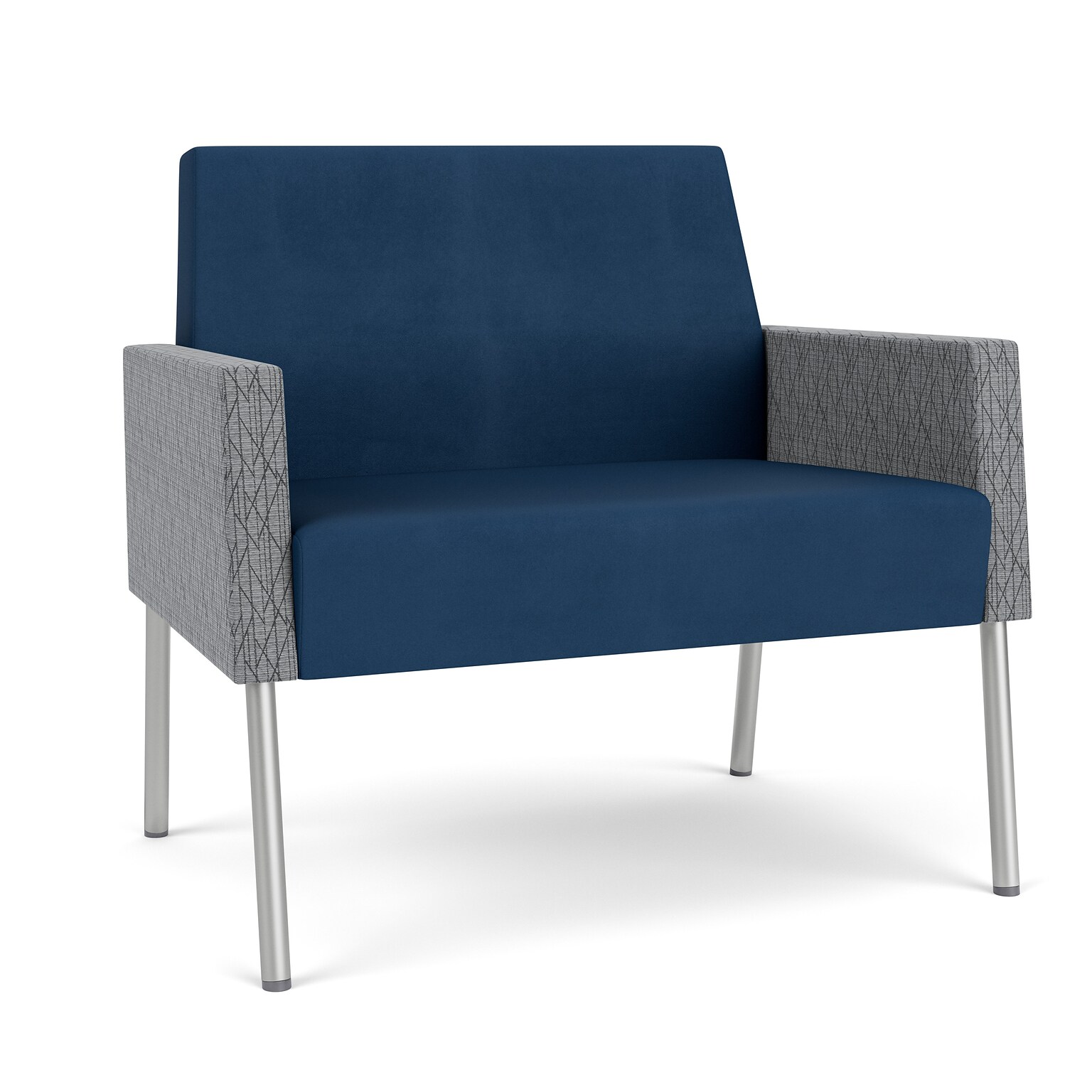 Lesro Mystic Lounge Vinyl Bariatric Chair, Patriot Plus Blue Ridge/Adler Gray Flannel/Silver (ML1401.SSV-02PPBR.03PPBR.04ADGF)
