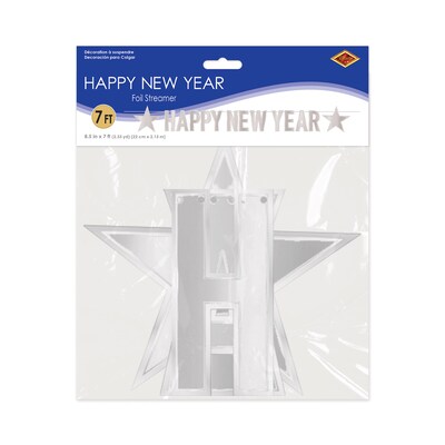 Beistle Foil New Year's Streamer, Silver, 2/Pack (80495-S)