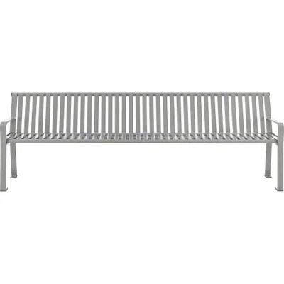 Global Industrial 8 Outdoor Bench w/ Back, Vertical Steel Slat, Gray (694855GYKD)