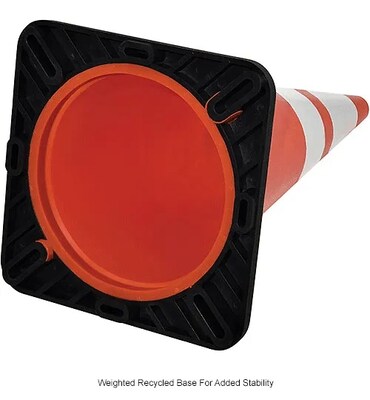 Global Industrial 28" Traffic Cone, Reflective, Black Base, 7 lbs. (708147)