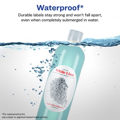 Avery Laser/Inkjet Oval  Waterproof Multipurpose Labels, 2.5  Dia, White, 150/Pack (94058)