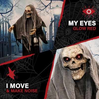 Haunted Hill Farm Life-Size Animatronic Skeleton Reaper (HHRPR-24FLSA)