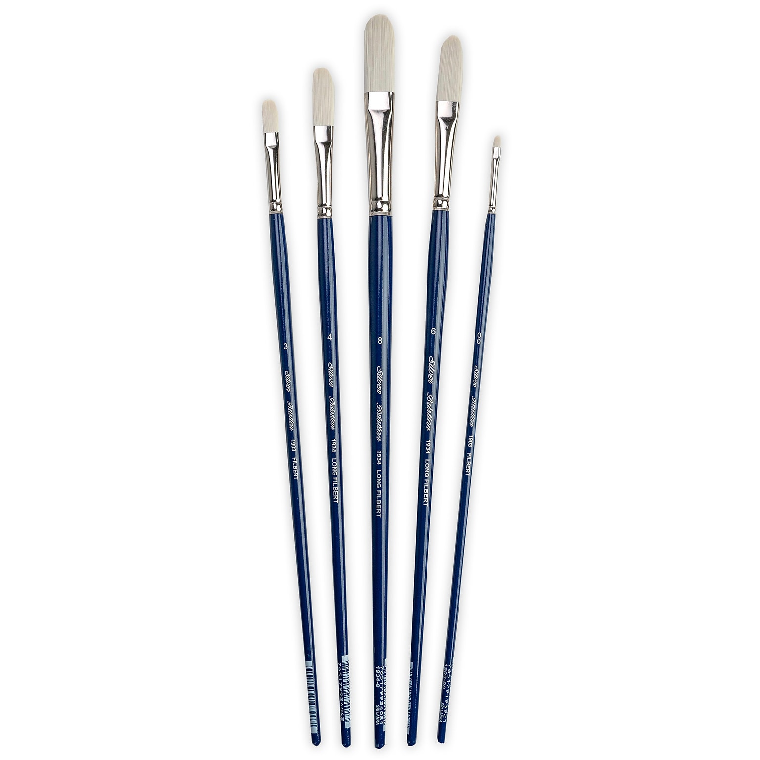 Silver Brush Bristlon Long Filbert Brushes, 5/Pack (SLVBR1953)