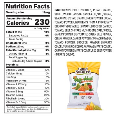 Herr's Good Natured Vegetable-Ables Vegetable Chips, 1.5 oz, 6/Pack (307-00424)