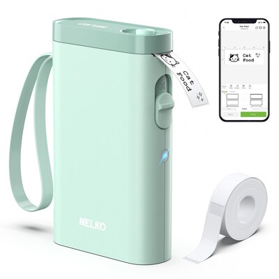 Nelko P21 Portable Bluetooth Thermal Label Printer, Green (P21GR-1440WH-1R)