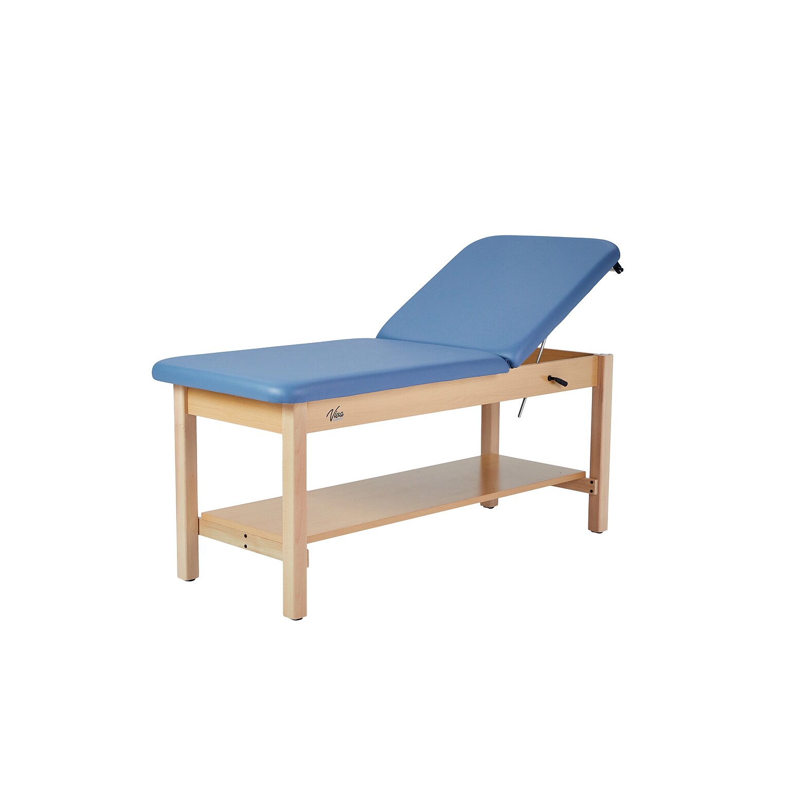 Aristo Wood Physician Exam Table with Shelf, Adjustable Backrest, Paper Cutter, and Holder, 500lbs. Capacity, Blue