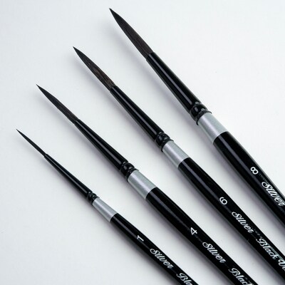 Silver Brush Black Velvet Liner Brushes, 4/Pack (SLVBV3053)