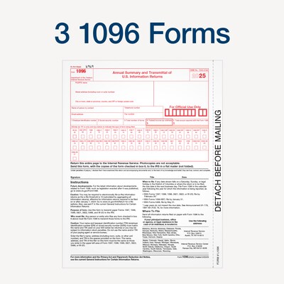 Adams 2025 1099-NEC Tax Forms Kit, 4-Part, 3-Up, A, 1, B & 2, 12/Pack (STAX512NEC-25)