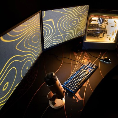 Arozzi Arena Gaming Desk, Black/Gold (ARENANABKGOLD)