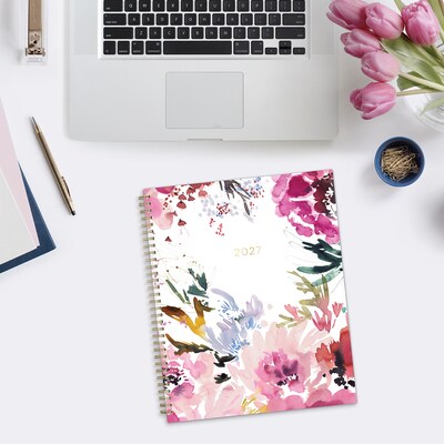 2027 Blue Sky Kelly Ventura Magenta Blooms 8.5" x 11" Calendar Year Weekly & Monthly Standard Planner, Plastic Cover