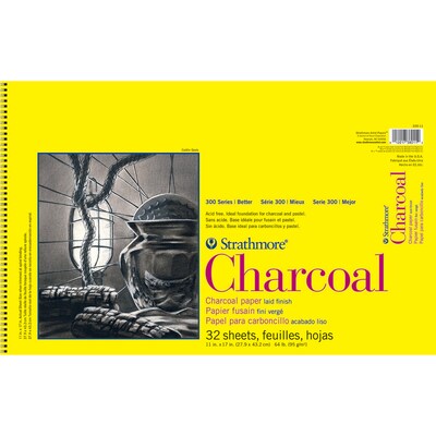 Strathmore 300 Series 11 x 17 Wire Bound Charcoal Sketch Pad, 32 Sheets/Pad, 2/Bundle (STTP330111-