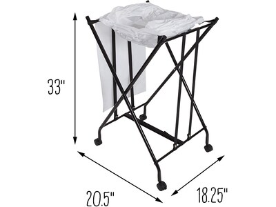 Honey-Can-Do Collapsible Wheeled Bounce-Back Hamper with Lid, Black/White (HMP-09748)