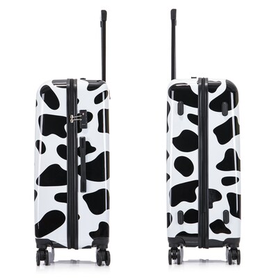 InUSA Prints 3-Piece Hardside Spinner Luggage Set, TSA Checkpoint Friendly, Cow Animal Print (IUAPCSML-COW)