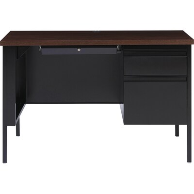 Lorell Fortress Series 46 W Right Single-Pedestal Desk, Brown/Black (LLR66948)