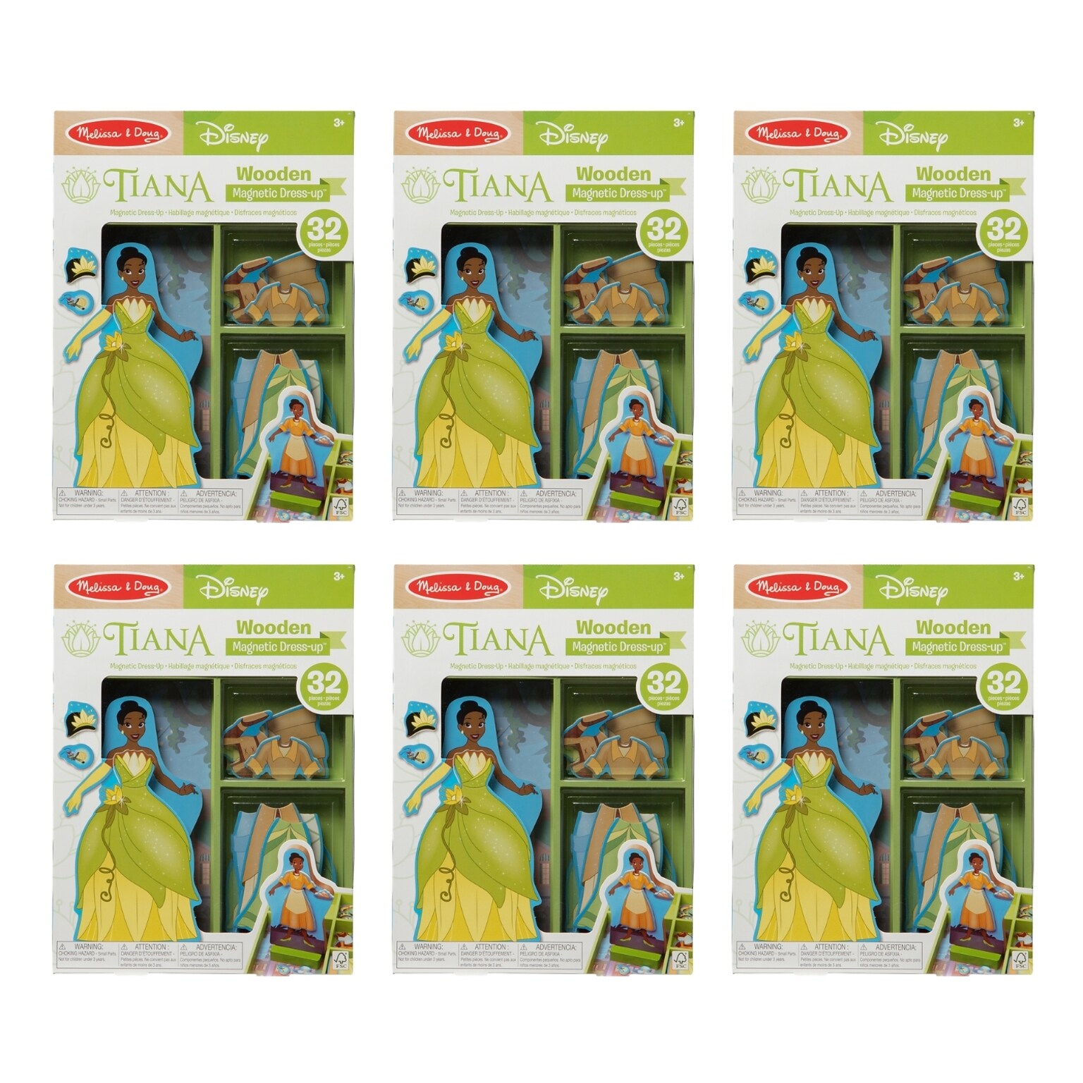 Melissa & Doug Disney Magnetic Dress Up Tiana Playset, Multicolored, 6/Pack (51289-CASE)