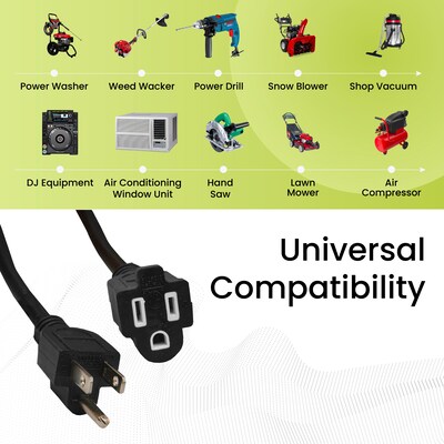 GoGreen Power 25' Indoor/Outdoor Extension Cord, 14 AWG, Black (GG-13825BK)