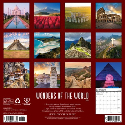 2026 Willow Creek Wonders of the World 12 x 12 Monthly Wall Calendar (53324X)