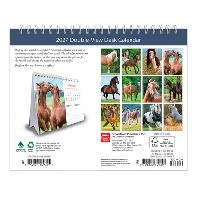 2027 BrownTrout Horse Lovers 7.5 x 6 Monthly Wall Calendar, Assorted Colors (9798330709397)