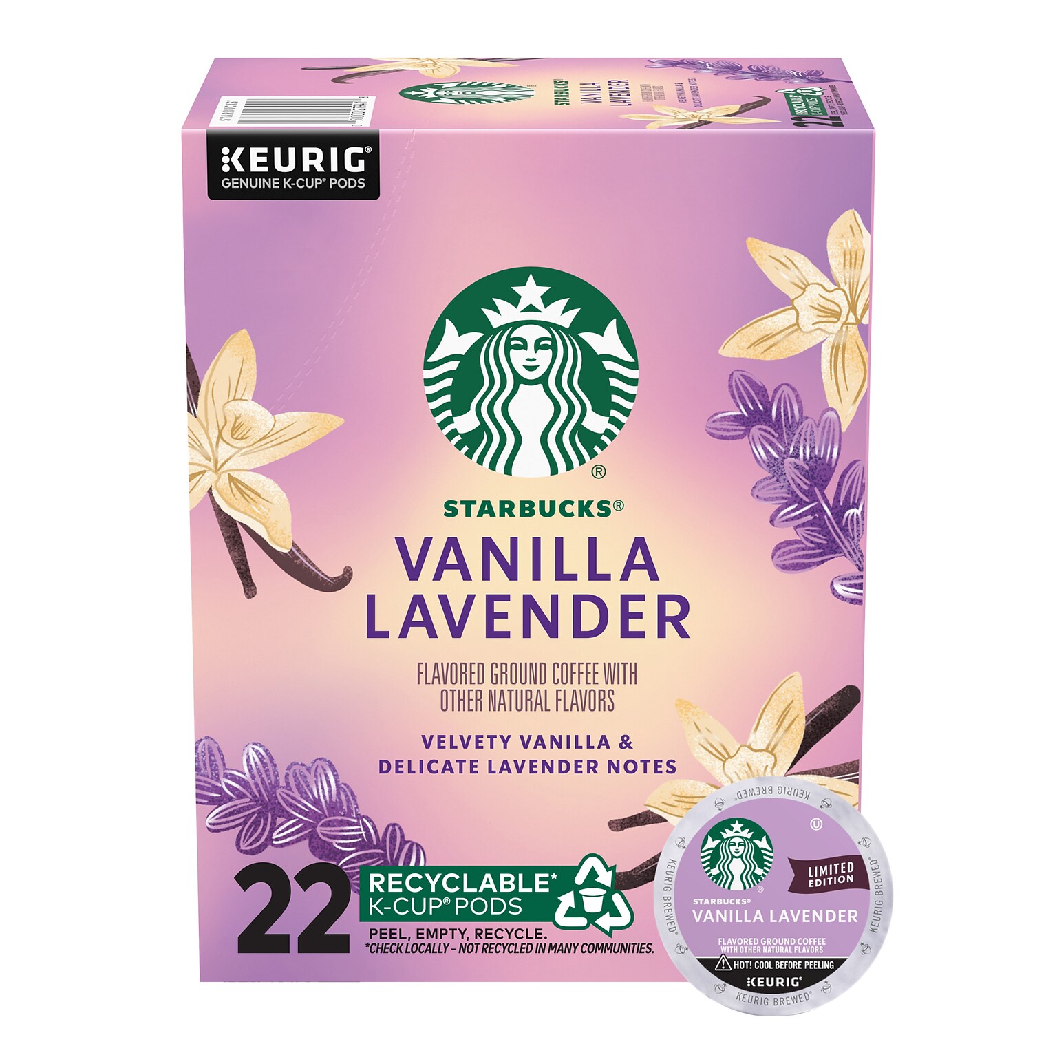 Starbucks Vanilla Lavender Coffee Keurig K-Cup Pods, 22/Box (12583601)
