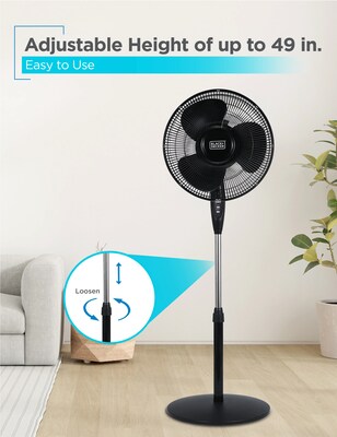 Black & Decker 16" Oscillating Pedestal Fan, 3-Speed, Black (BFSR16B)