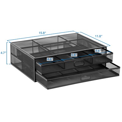 Mount-It! Monitor Stand with 2 Drawers, Up to 32", Black (MI-7365)