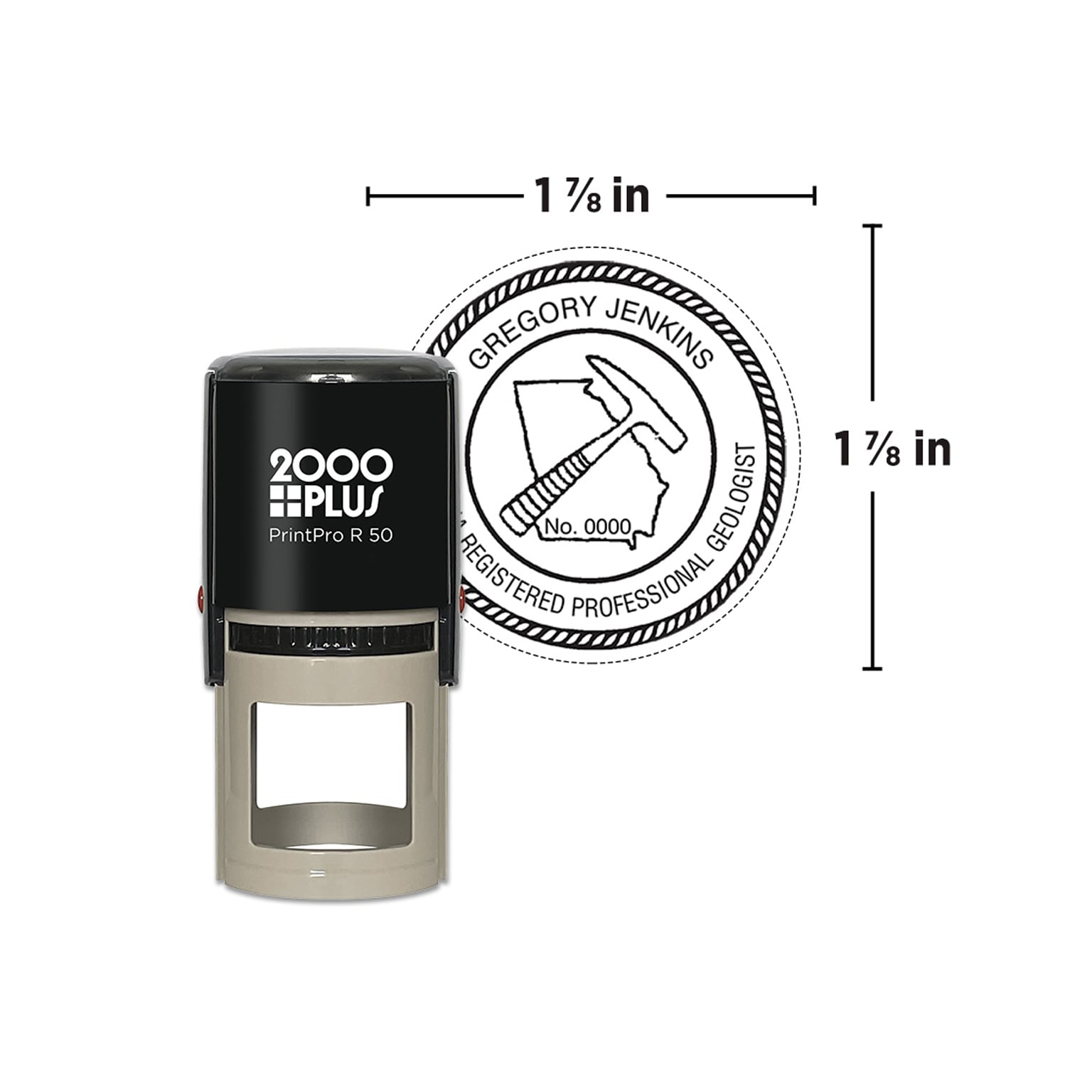 2000 Plus® PrintPro™ R50 Self-Inking Round Notary Stamp, 1-7/8 diameter