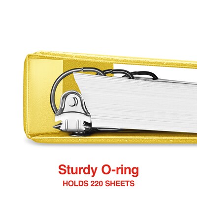 Staples® Standard 1" 3 Ring View Binder with D-Rings, Yellow (58652)