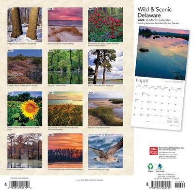 2024 BrownTrout Delaware Wild & Scenic 12" x 24" Monthly Wall Calendar (9781975462574)