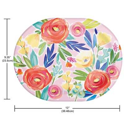 Say Hooray! Fragrant Florals Spring Oval Paper Plates and Dinner Napkins Set, 48/Pack (DTC9629E2H)