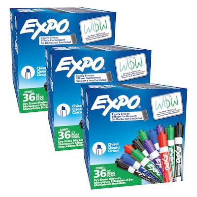 Expo Low Odor Tank Dry Erase Marker, Chisel Tip, Assorted Colors, 108/Pack (1921061)