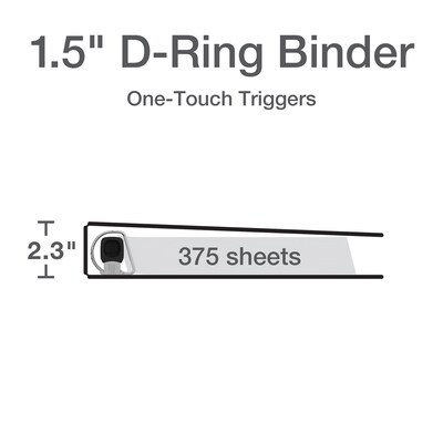 Cardinal Premier Easy Open Heavy Duty 1 1/2 3-Ring View Binders, D-Ring, Black (10311)