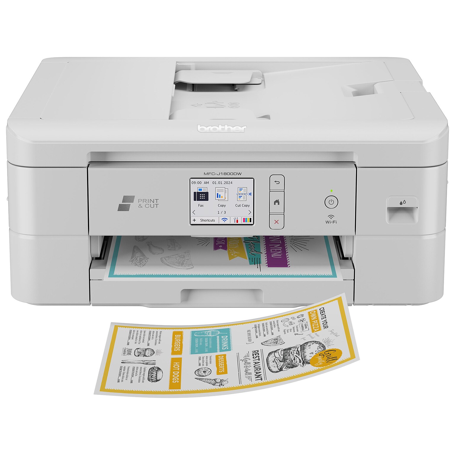 Brother Print & Cut MFC-J1800DW Wireless Color Inkjet Printer, All-In-One, Print, Scan, Copy, Fax