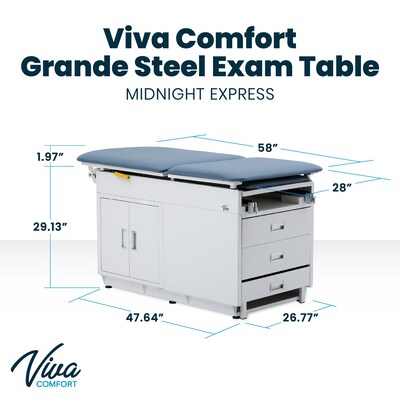 Viva Comfort Power Adjustable Exam Table with Step Stool & Storage, 500 lbs. Capacity, Blue (ADI996-09-S-BLU-MK)