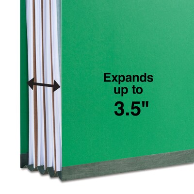 Quill Brand® 2/5-Cut Tab Pressboard Classification File Folders, 3-Partitions, 8-Fasteners, Legal, Green, 15/Box (745034)